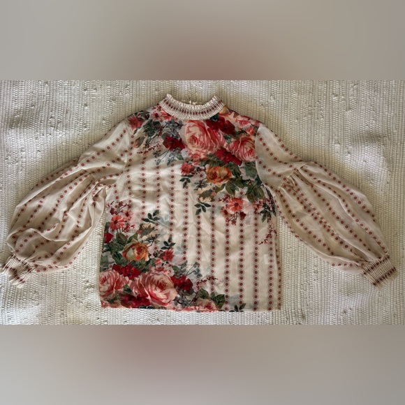 CHICWISH FANCY IN GARDENS FLORAL CHIFFON BLOUSE - Picture 4 of 6